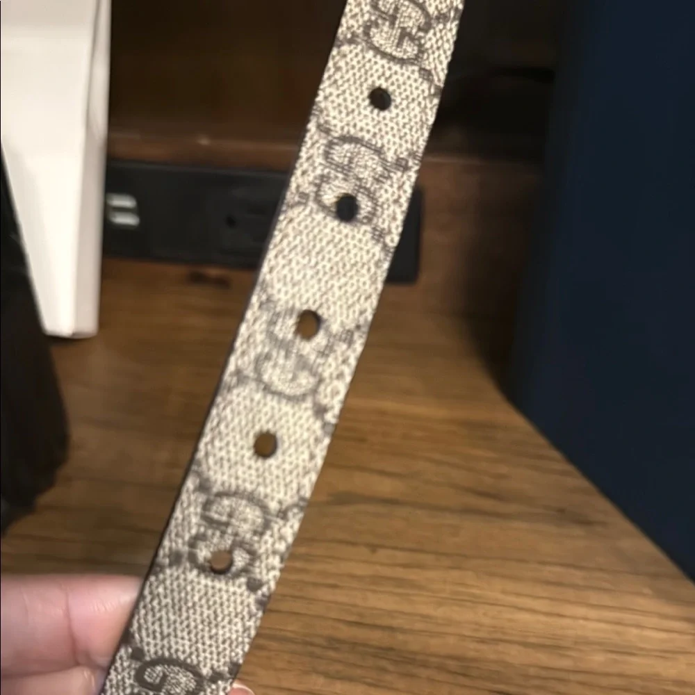 Gucci Beige and Brown Belt with Silver Buckle Kids Authentic!